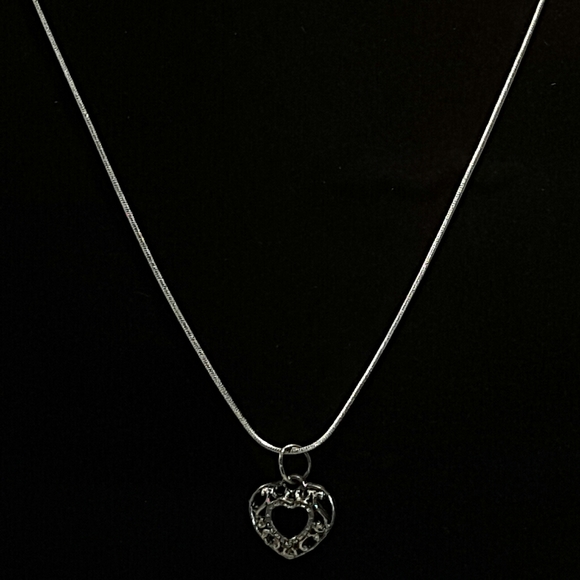 Heart Pendant on 16" Sterling Silver Chain OOAK - Picture 2 of 3